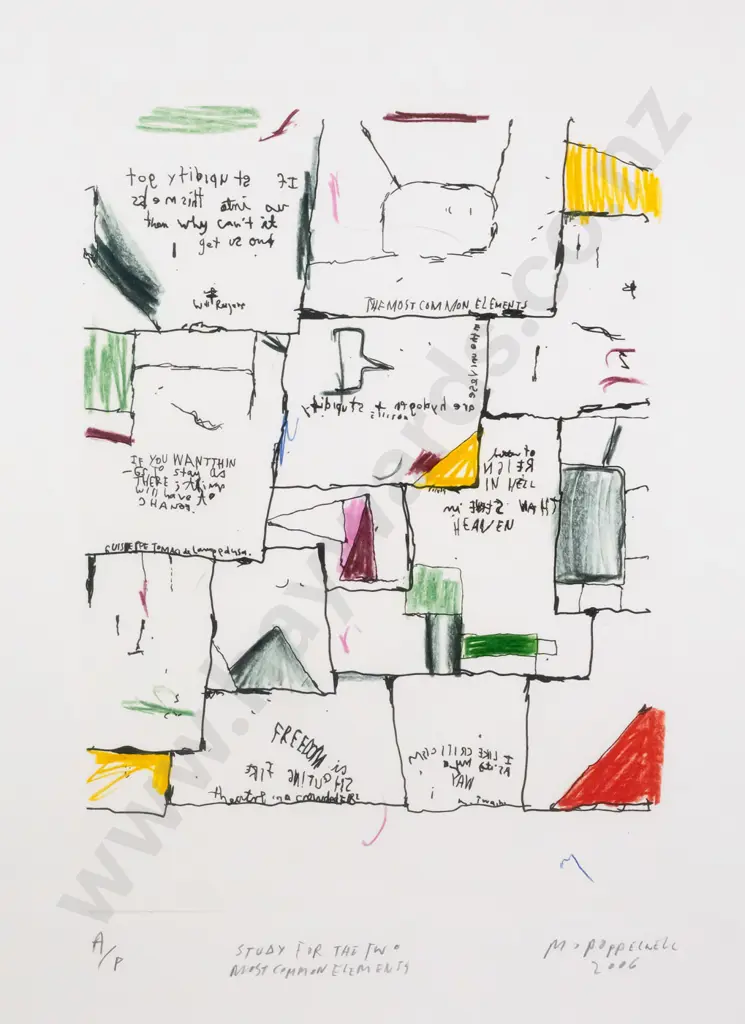 M Poppelwell 2006 - framed ltd edition print A/P- "Study for the 2 most common elements" H-410 W-330 Image 1++
