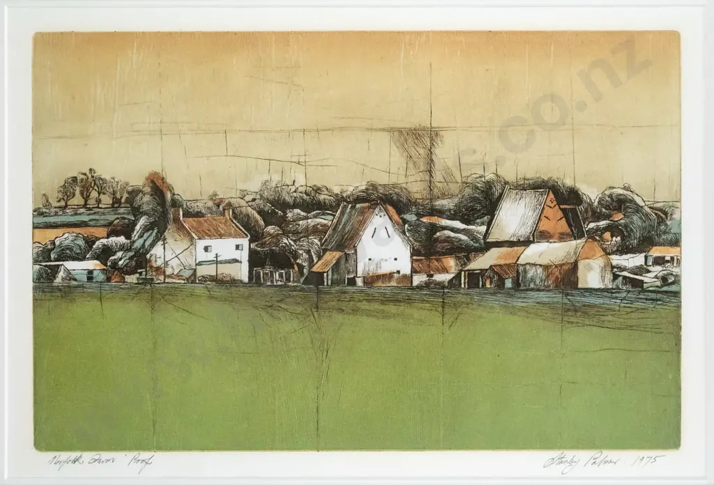 Stanley Palmer 1975 - framed AP "Norfolk Farm" H-340 W-540 Image 1++