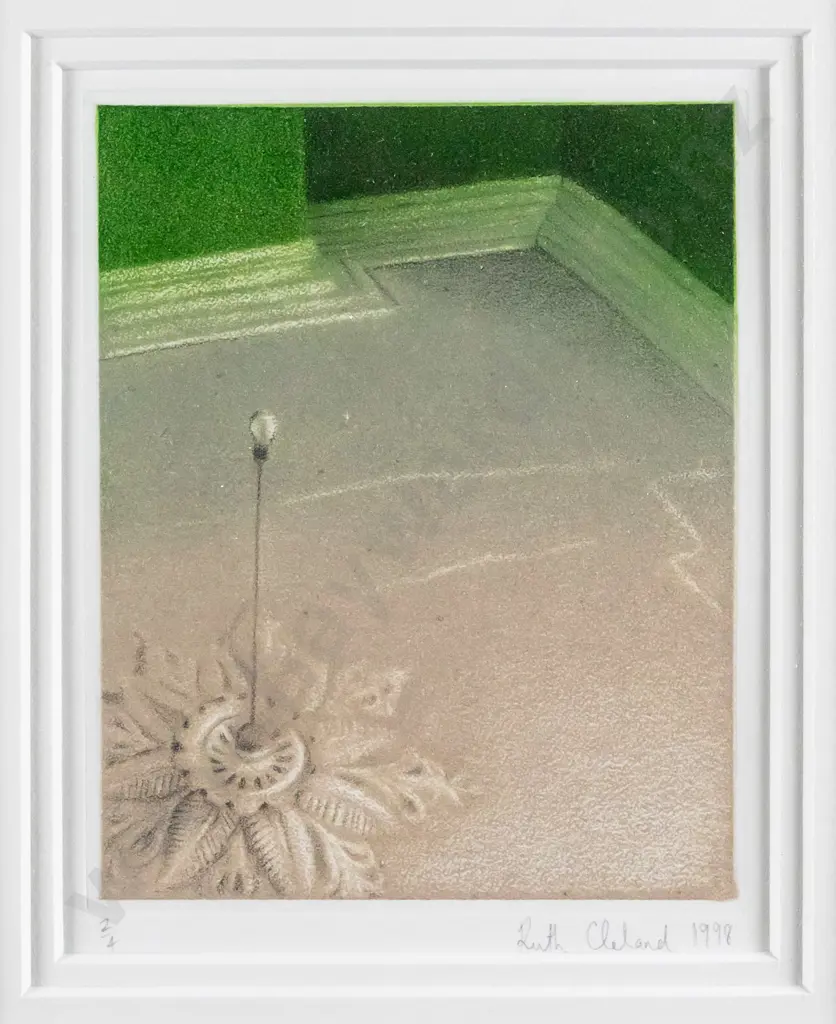 Ruth Clelland 1998 - framed ltd edition print 2/4- ceiling & light fitting H-110 W-85 Image 1++
