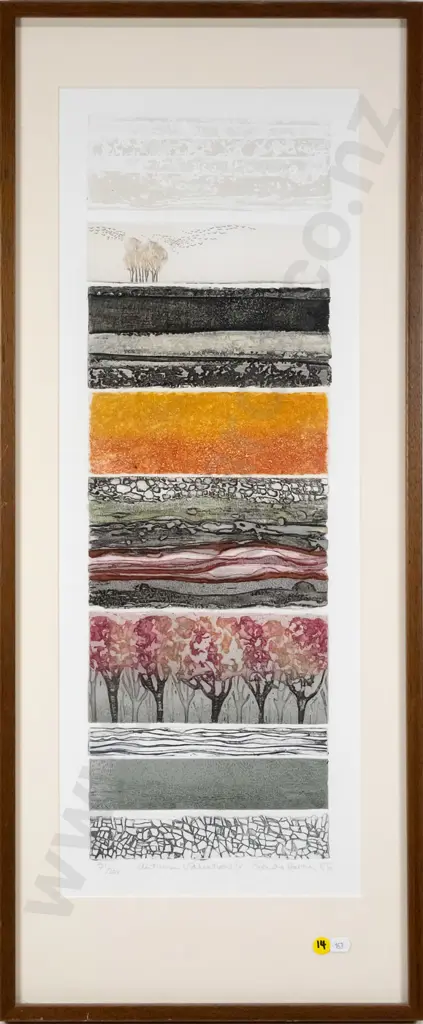 Brenda Hartill 1986 - framed limited edition print 31/200 - "Autumn variations IV" H-600 W-195 Image 1++