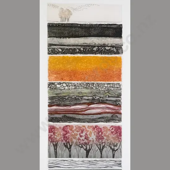 Brenda Hartill 1986 - framed limited edition print 31/200 - "Autumn variations IV" H-600 W-195
