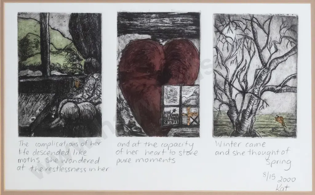 Kate Taiaroa 2000 - framed ltd edition print 8/15 "The complications...." H-200 W-310 Image 1++