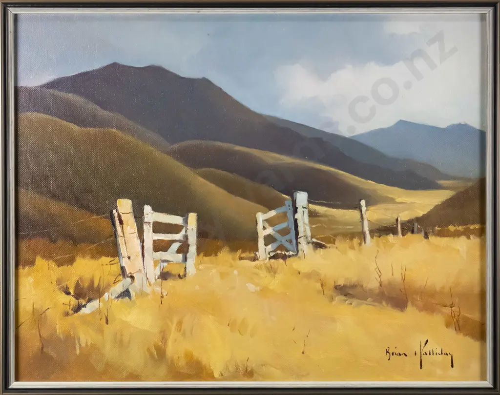 Brian Halliday - framed oil - "Farm gate Lindas" H-340 W-430 Image 1++