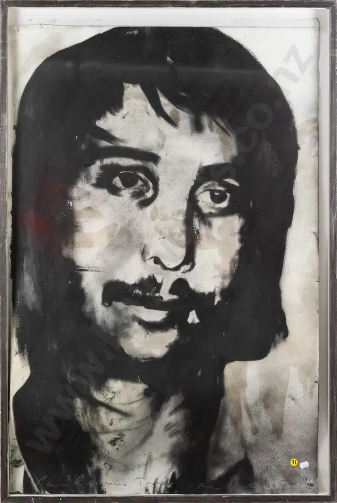 Ben Webb May 2005 - framed paint on paper - male portrait  H-910 W-580 Image 1++