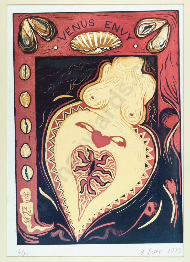 K Buess 1993 - framed ltd edition print 4/10 - "Venus Envy" H-410 W-290 Image 1++