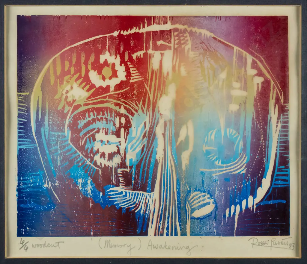 Robert Piggott '83 - framed woodcut 4/4 - "(Memory) Awakening H-160 W-190 Image 1++