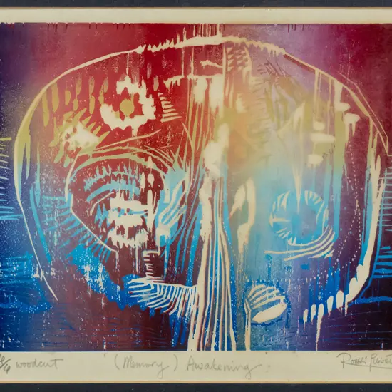 Robert Piggott '83 - framed woodcut 4/4 - "(Memory) Awakening H-160 W-190