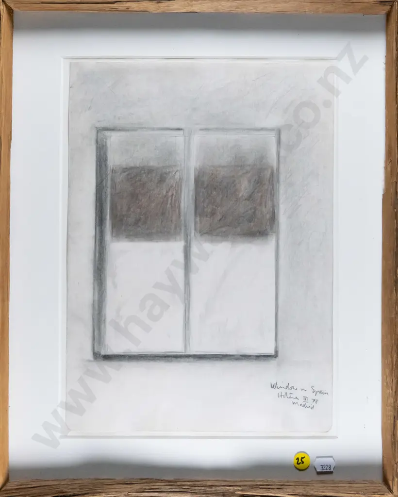 Ralph Hotere  March 1978 Madrid -framed pencil- "Window in Spain" H-310 W-230 Image 1++