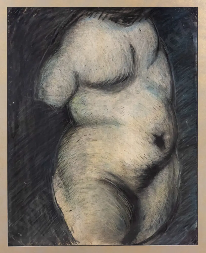 unsigned -mixed media- "portrait of a stomach" H-530 W-400 Image 1++