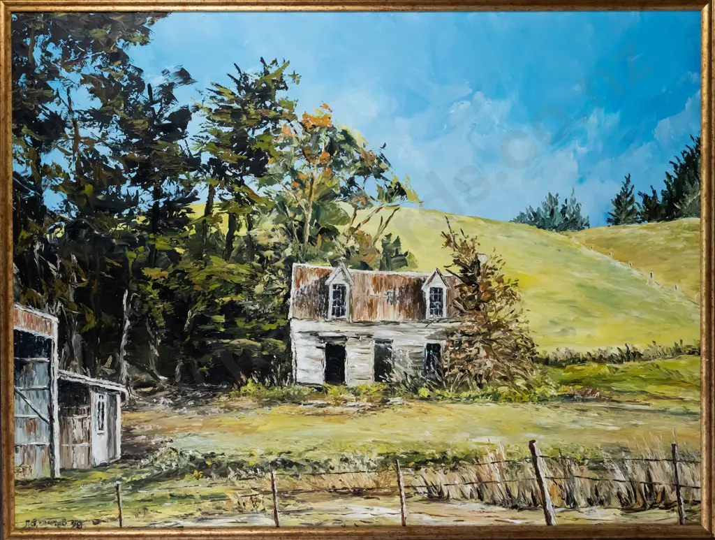 illegible signature - framed oil on board- old country house H-590 W-780 Image 1++