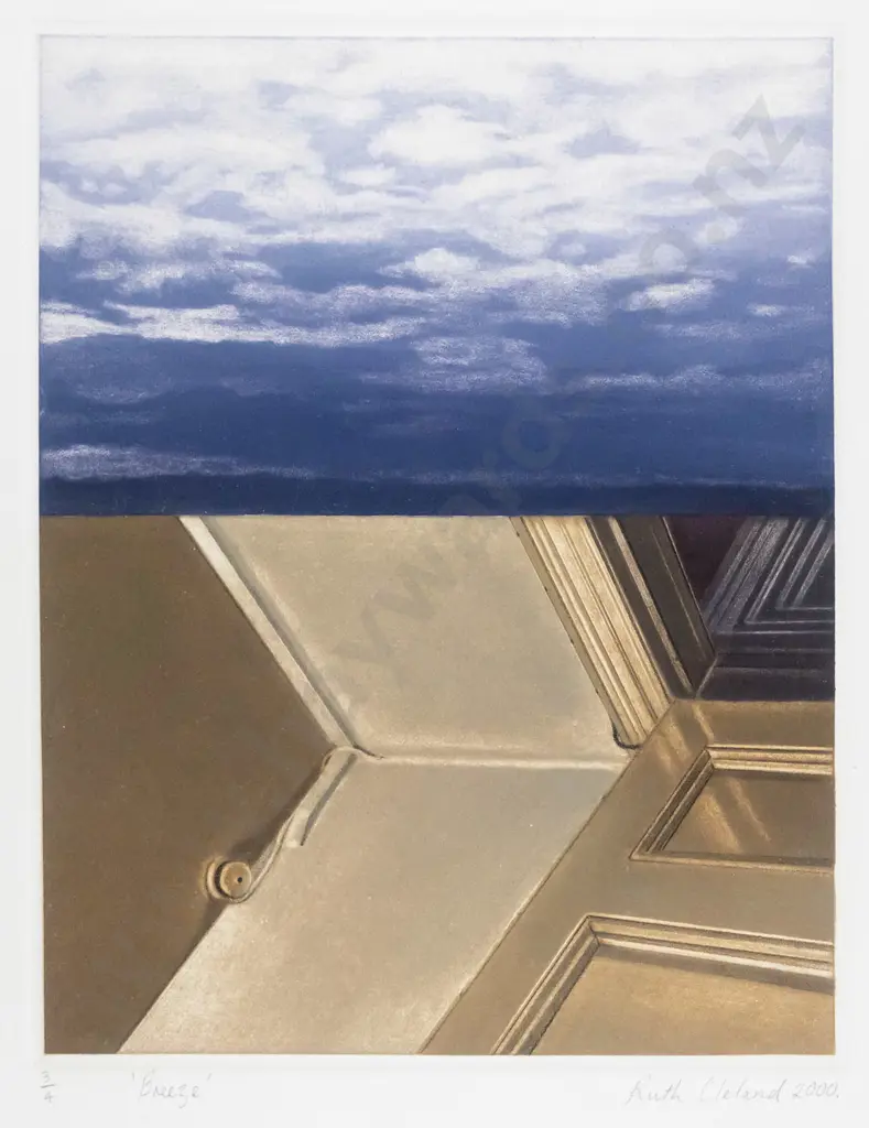 Ruth Clelland -framed lithograph 3/4- "Breeze" H-185 W-140 Image 1++