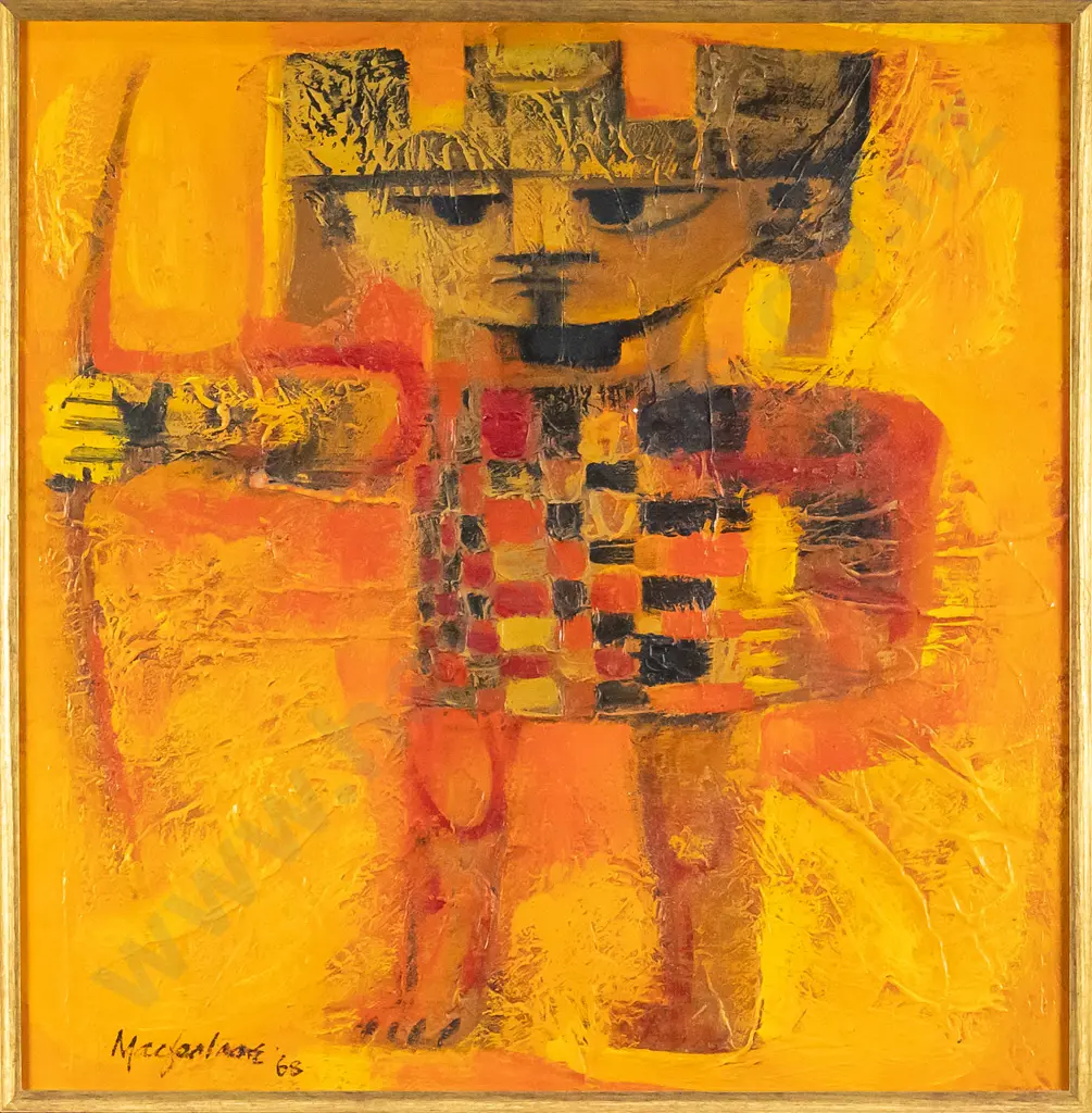 Pamela Macfarlane 1968 - framed acrylic - "Sun Child" H-280 W-280 Image 1++