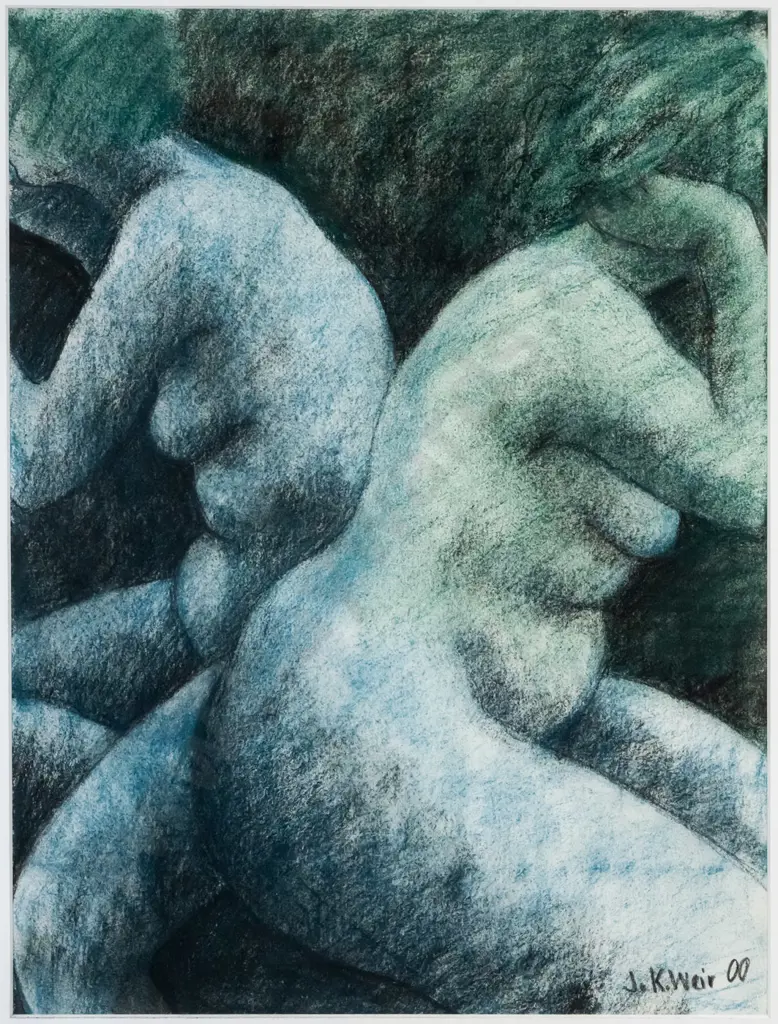 J K Weir 00 - framed pastel- 2 female figures H-370 W-280 Image 1++