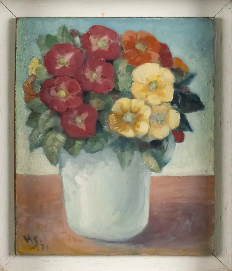 HS 71 - framed oil - flowers in vase H-150 W-130 Image 1++