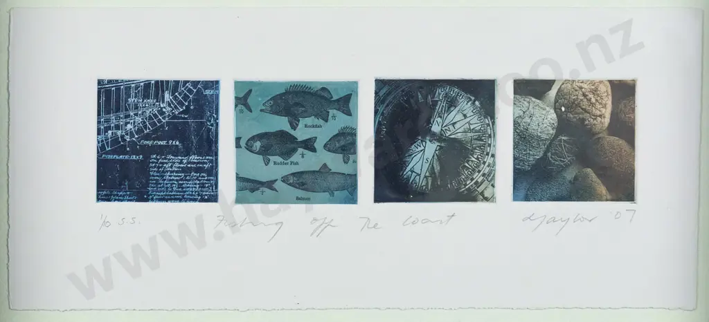 Lynn Taylor 07 - framed ltd edition print 1/10 - "Fishing off the coast" H-50 W-215 Image 1++