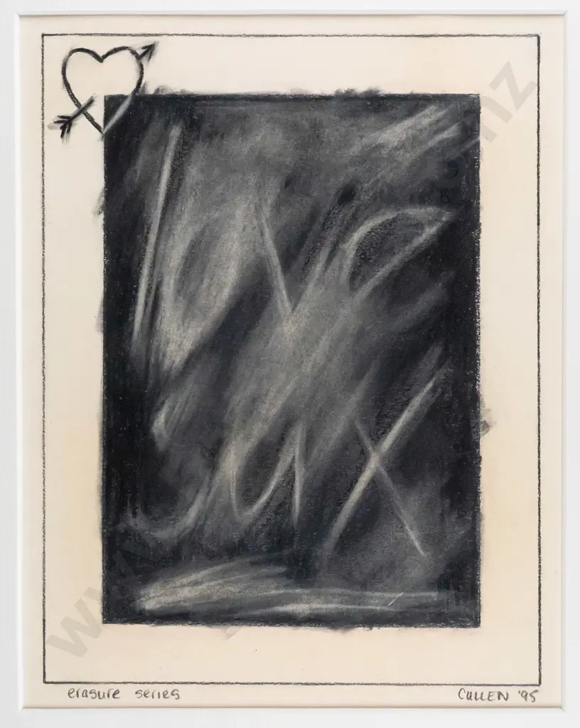 Cullen 95 -3x framed pencils- "erasure series" each H-210 W-160 Image 1++