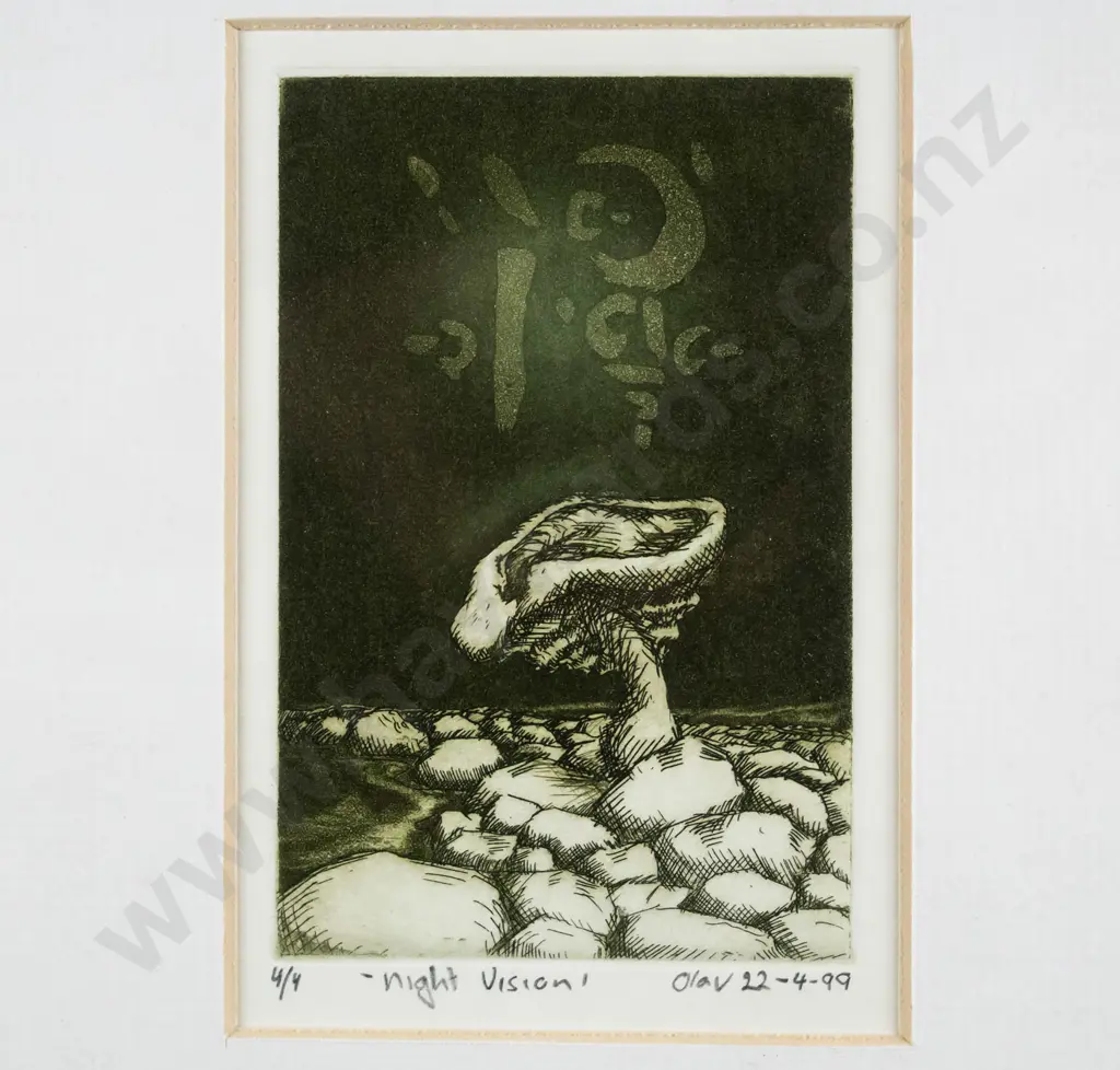 Olav Nielsen 99 -framed ltd edition print 4/9- "Night Vision" H-110 W-70 Image 1++