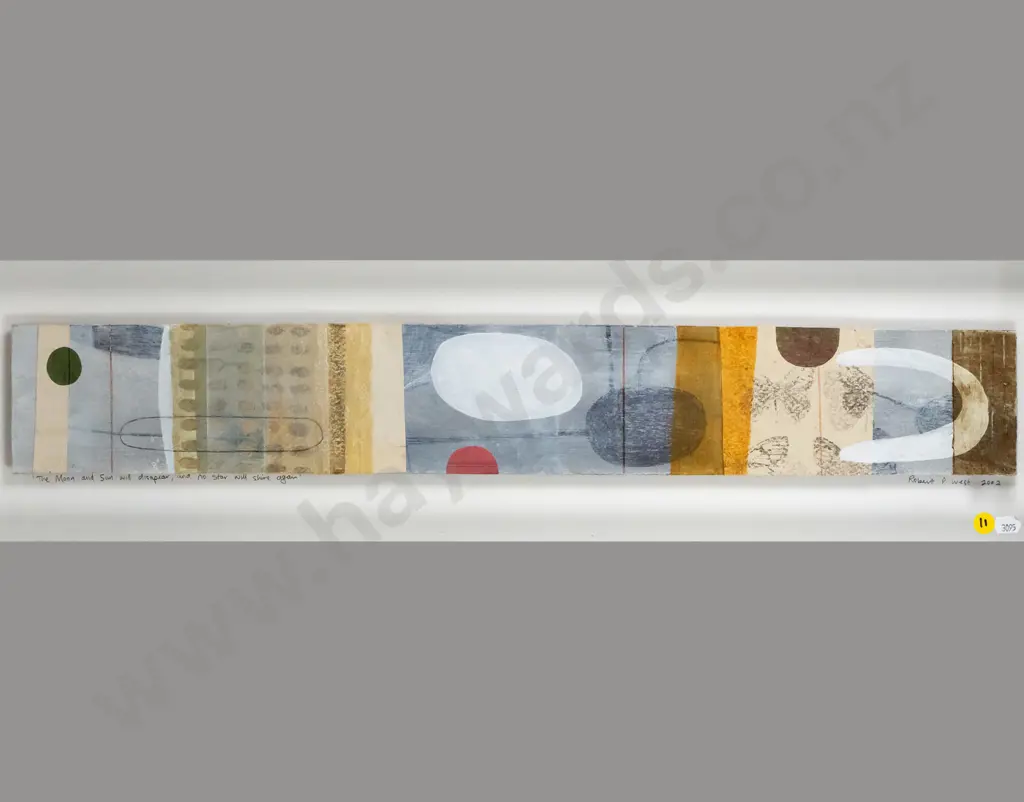 Robert P West 2002 - framed mixed media - "The moon & sun will disappear, and no sun will shine again" H-95 W-650 Image 1++