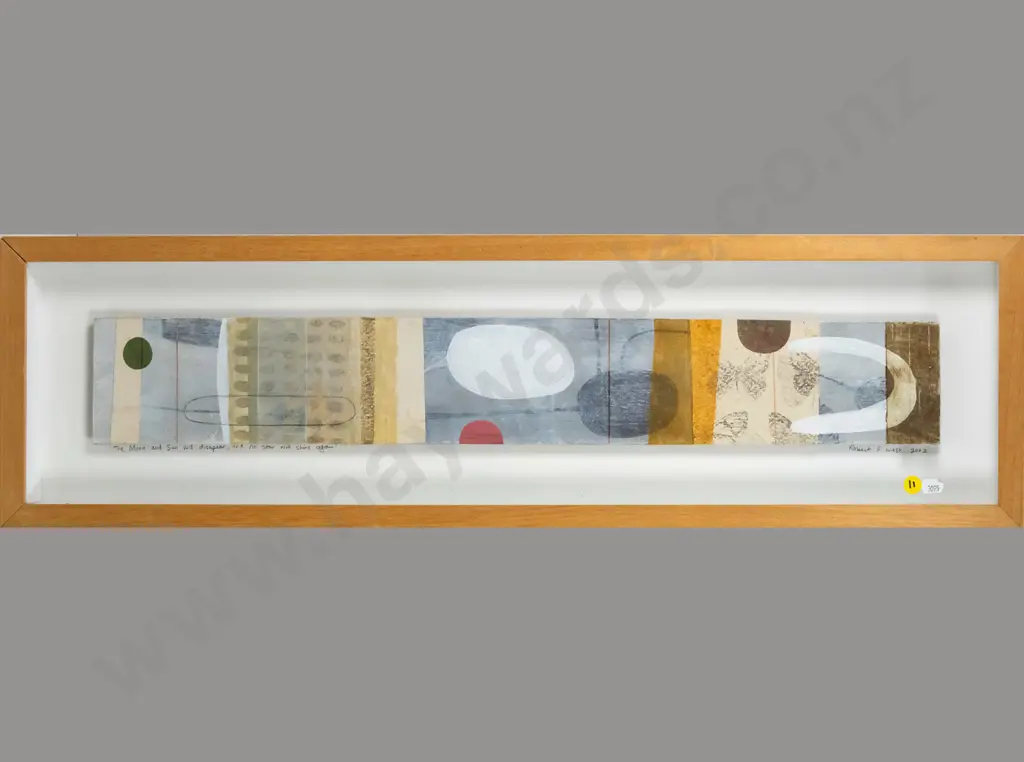 Robert P West 2002 - framed mixed media - "The moon & sun will disappear, and no sun will shine again" H-95 W-650 Image 1++