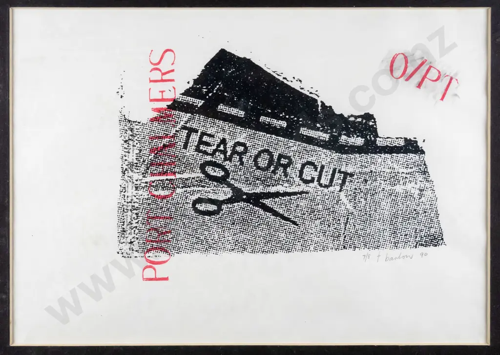 t barlow  '90 - framed ltd edition print 7/8 "Port Chalmers Tear Or Cut" H-200 W-290 Image 1++
