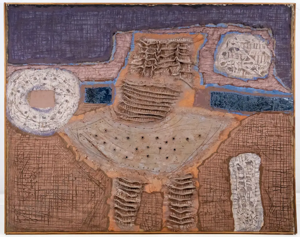 Sverre Dybing (Norway) - framed mixed media - abstract H-890 W-1120 Image 1++