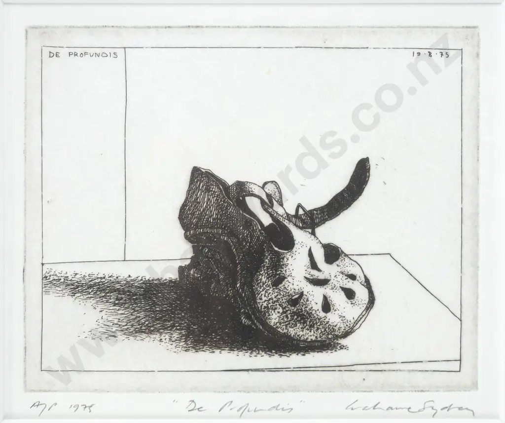 Grahame Sydney 1975 -framed etching A/P- "De Profundis" H-100 W-120 Image 1++