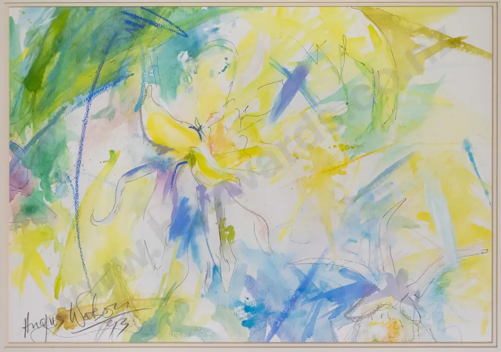 Angus Watson 93 -framed mixed media- "Iris" H-390 W-550 Image 1++