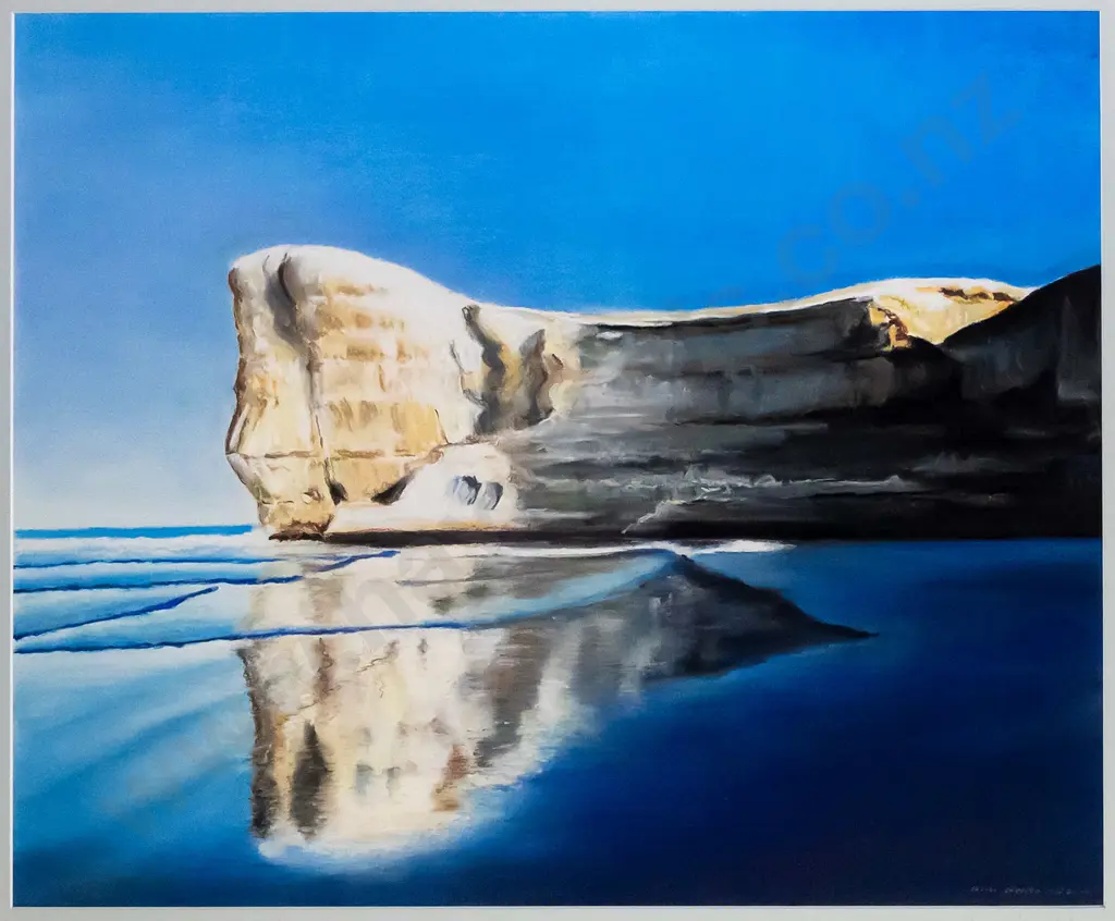 illegible signature 1998 -framed watercolour & pastel- "Tunnel Beach" H-500 W-620 Image 1++
