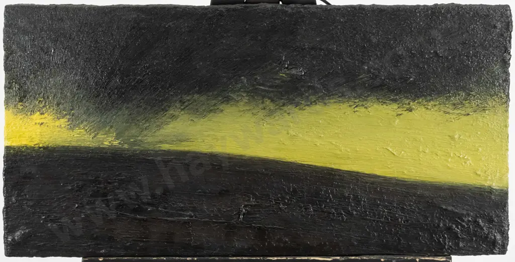 Jeffrey Harris 2001 - unframed oil on board- "Untitled landscape" H-300 W-610 Image 1++