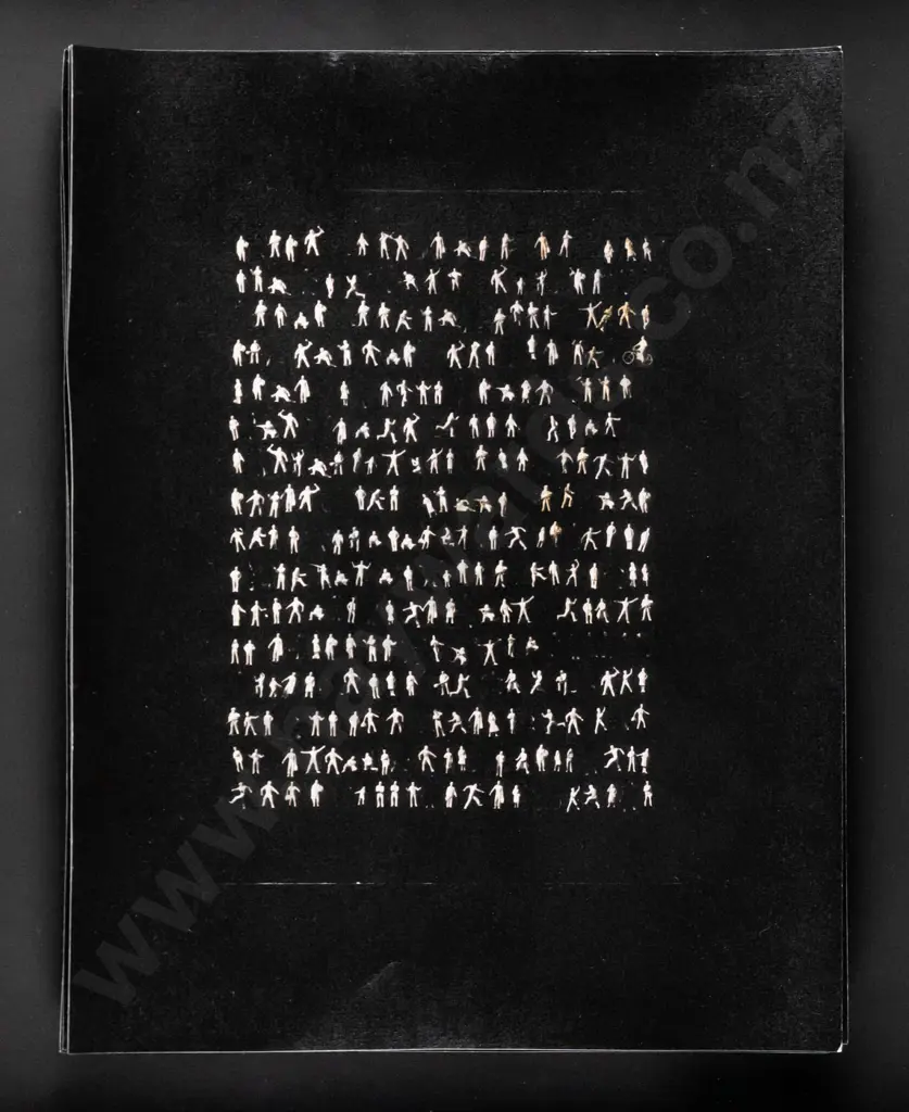 untitled -framed mixed media on paper- little white figures on black H-240 W-200 Image 1++