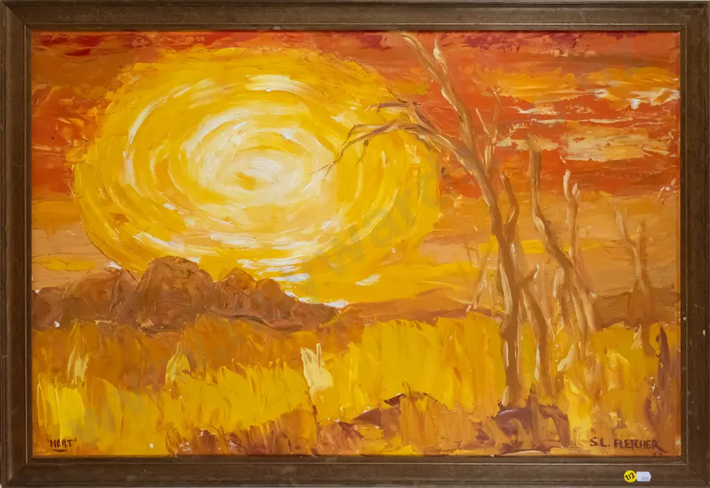 S L Fletcher 77 -framed oil on board- "Heat" H-490 W-740 Image 1++