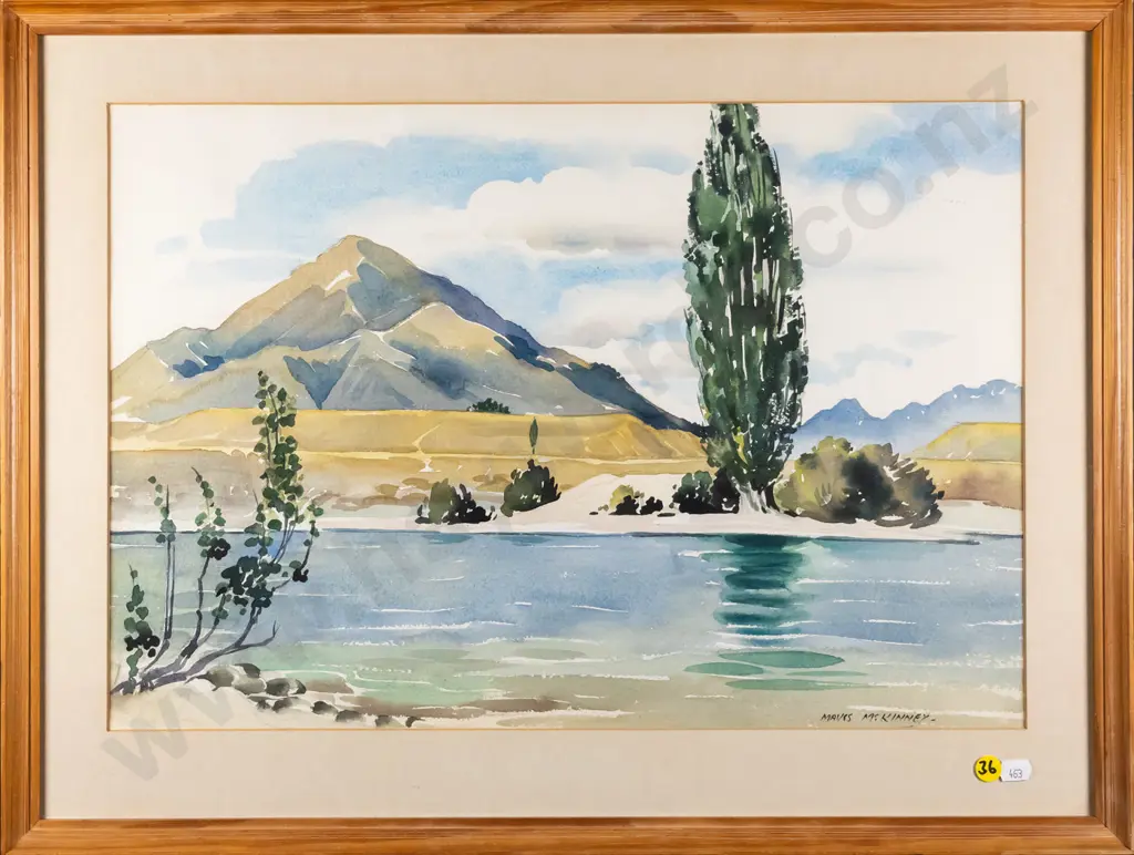 Mavis McKinney - framed watercolour "Mt Maud Lake Wanaka" H-330 W-490 Image 1++