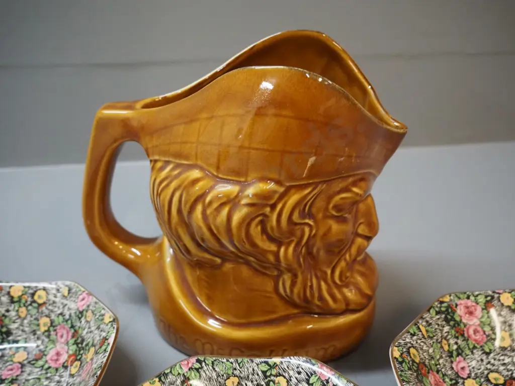 Macallan whisky jug and 5 Empire Trellis Rose all-over-floral sweet dishes Image 1++