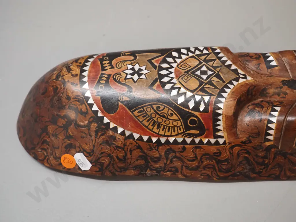 hand painted Indonesian wall mask with shell inlay decoration H-500 W-120 Image 1++