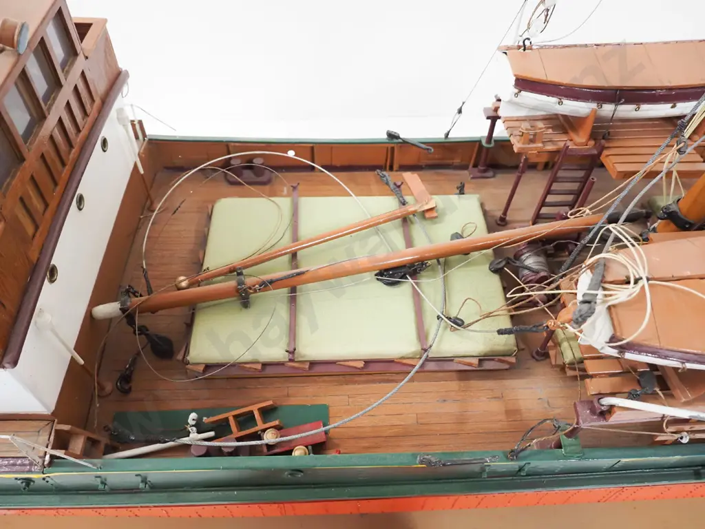 large and detailed timber ship model - coastal freighter MV. Ranginui, on wooden stand H-600 W-290 L-1230 (Pick up only) Image 1++