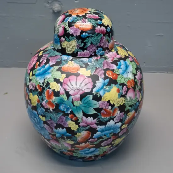 large all-over-floral ginger jar H-330