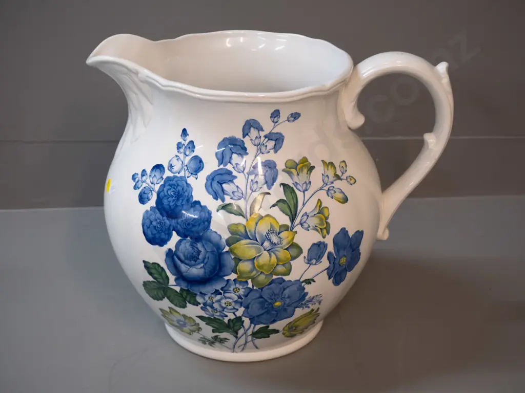 very large Spode jug with retro green and blue floral pattern H-300 W-350 Image 1++