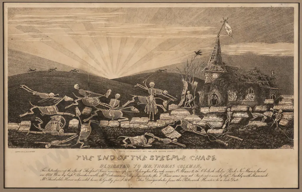 framed vintage print - The End of the Steeple Chase H-190 W-300 (some damage) Image 1++