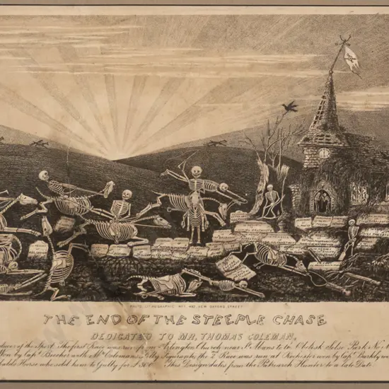 framed vintage print - The End of the Steeple Chase H-190 W-300 (some damage)