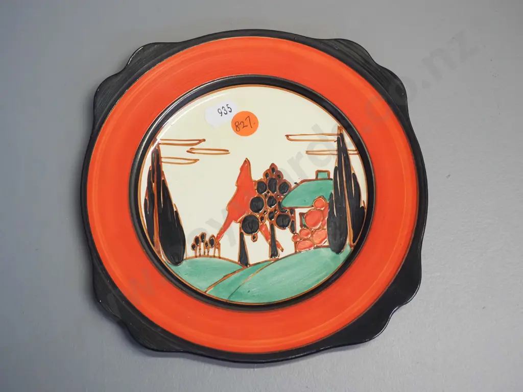 Clarice Cliff hand painted bizarre "Fantasque" plate W-175 Image 1++