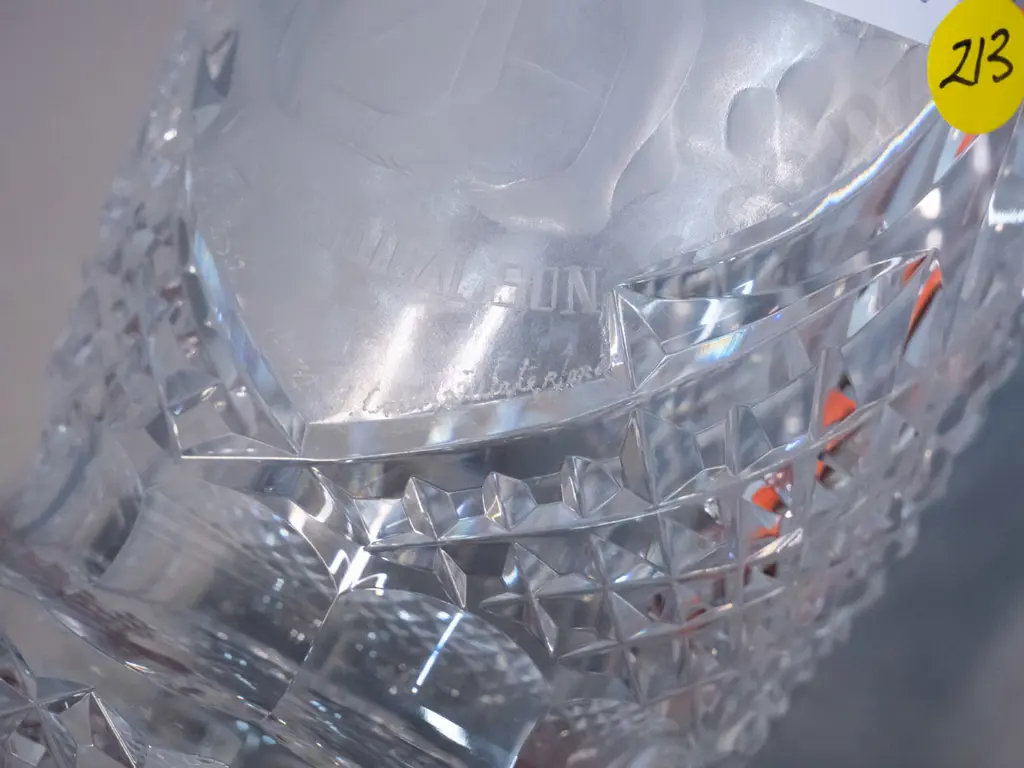 heavy Waterford limited edition cut crystal vase with raised & frosted motif - etched Prodigal Son 43/250 Image 1++