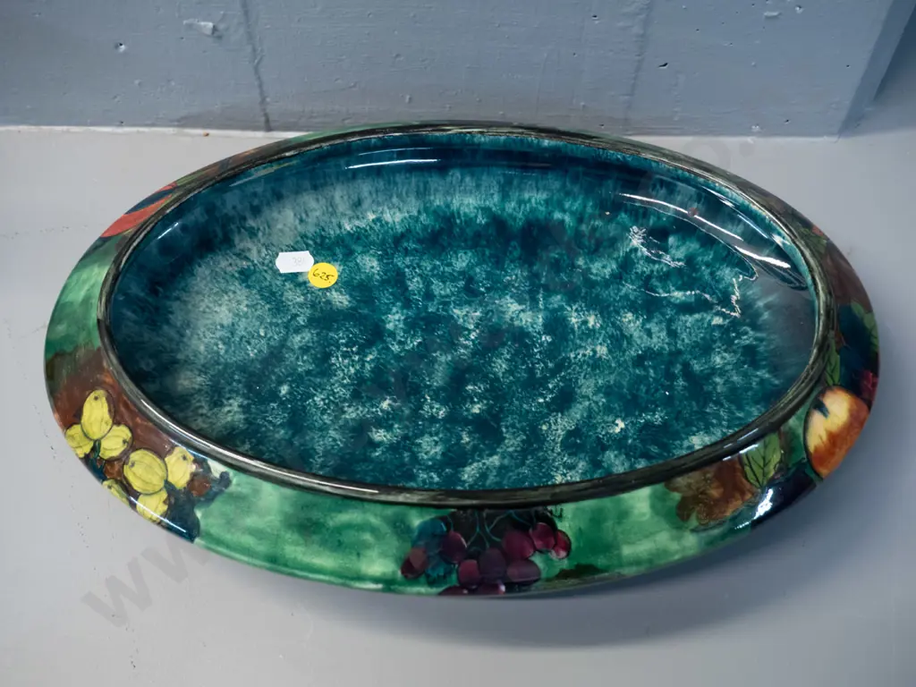 vintage S. Hancock & Sons Titian Ware hand painted fruits pattern large oval float bowl, signed F.X. Abraham H100 L360 Image 1++