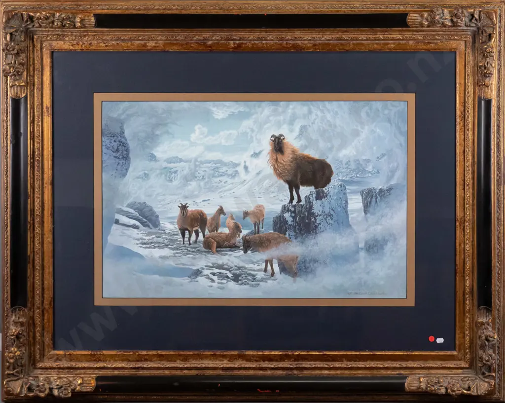 large gilt framed Robert John Martin signed print - tahr H-1010 W-1502 Image 1++