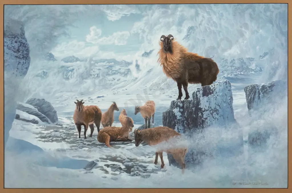 large gilt framed Robert John Martin signed print - tahr H-1010 W-1502 Image 1++