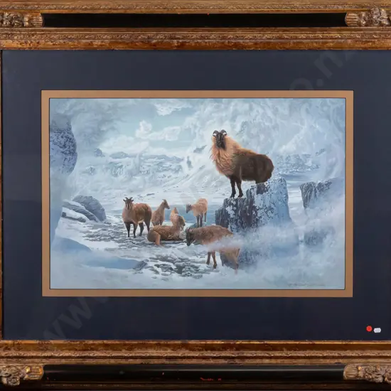 large gilt framed Robert John Martin signed print - tahr H-1010 W-1502