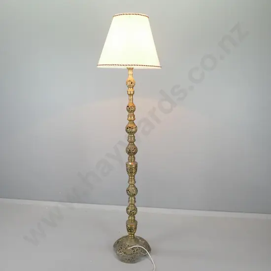 filigree pattern cast brass standard lamp H-1800 D-310 at base