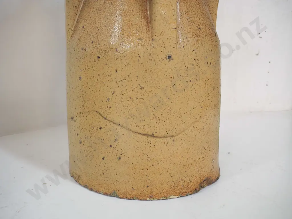 vintage salt glazed capped chimney pot - hairline crack on side H-570 D-350 Image 1++