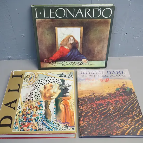 3 books - Roald Dahl & Ralph Steadman - Mildenhall Treasure, I Leonardo by Ralph Steadman and Salvador Dali by Luis