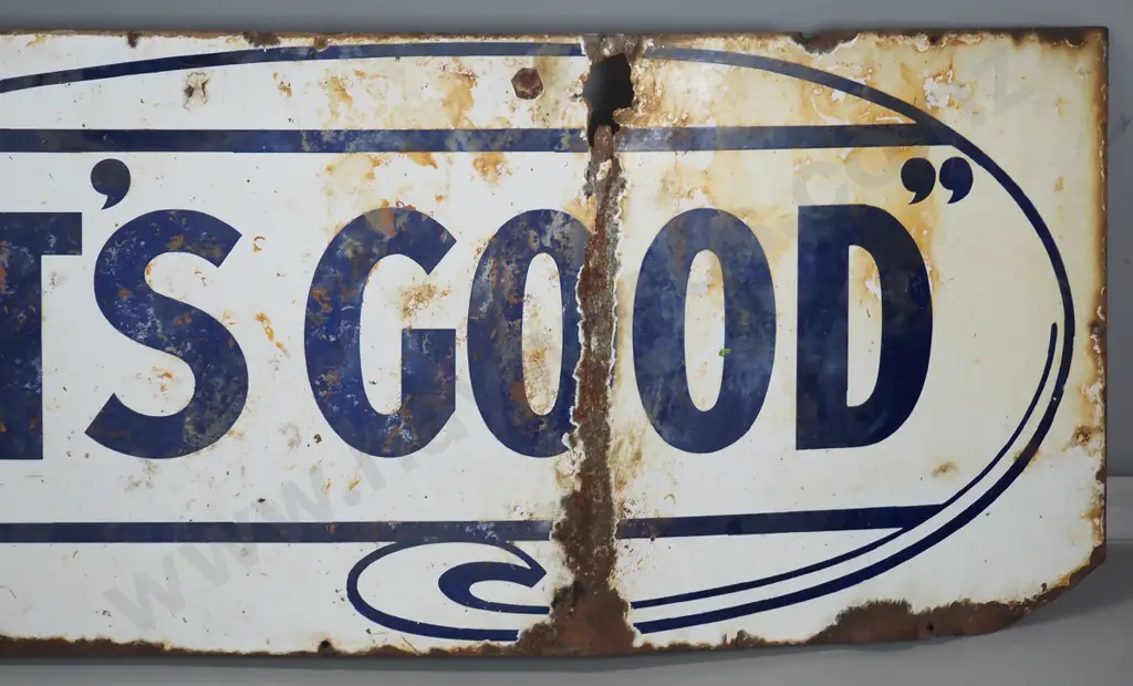 vintage tin and enamel Hallenstein Brothers sign  - some rust and wear H-460 W-2540 Image 1++