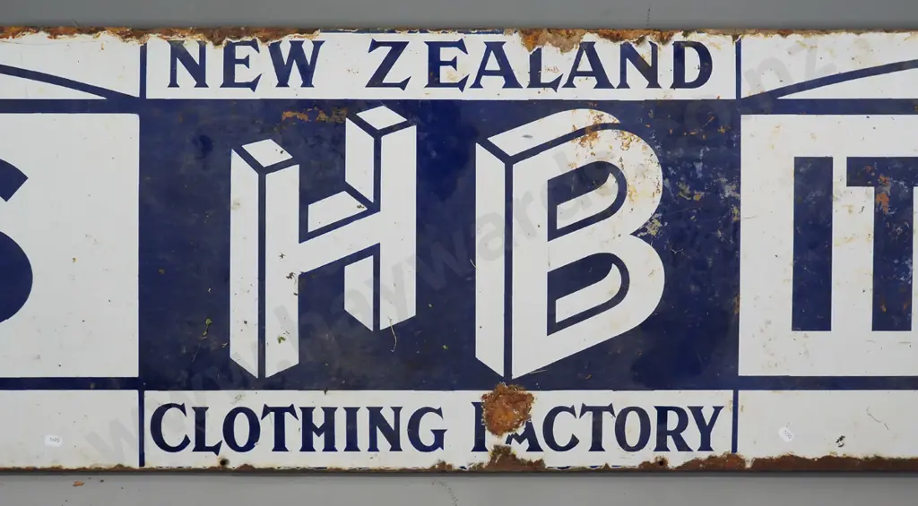 vintage tin and enamel Hallenstein Brothers sign  - some rust and wear H-460 W-2540 Image 1++